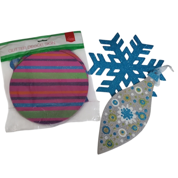 New Home Elements Glitter Decor Sign Christmas Hanging Ornament Signs - Picture 8 of 9